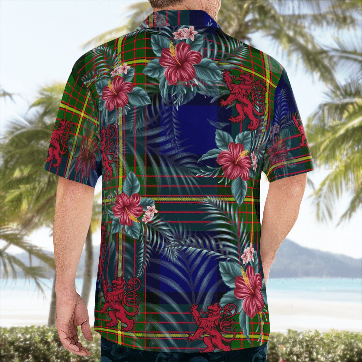 Clan Muir Tartan Scottish Lion Hawaiian Shirt VY75 Muir Tartan Tartan Hawaii Shirt   