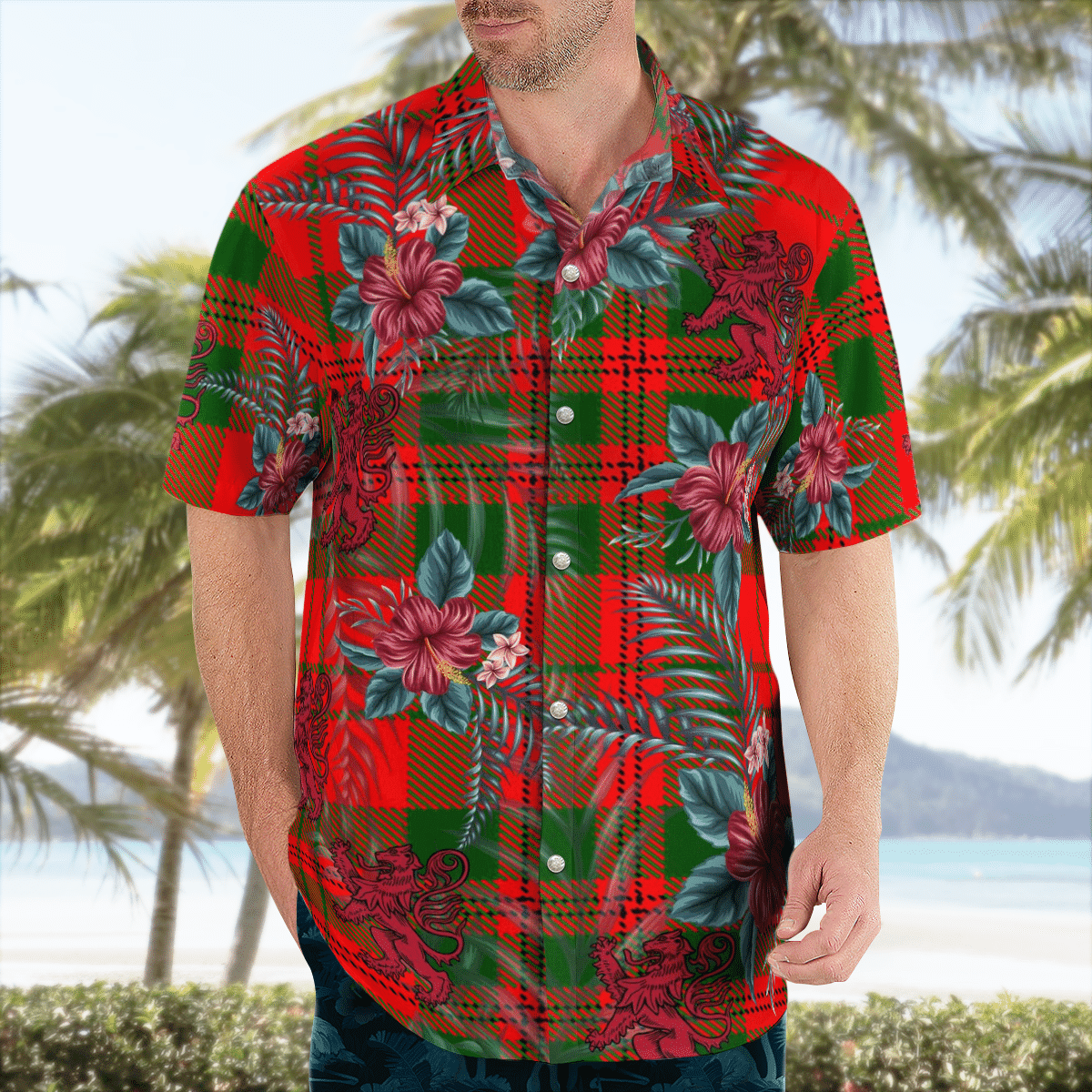Clan Livingstone Modern Tartan Scottish Lion Hawaiian Shirt LJ11 Livingstone Modern Tartan Tartan Hawaii Shirt   