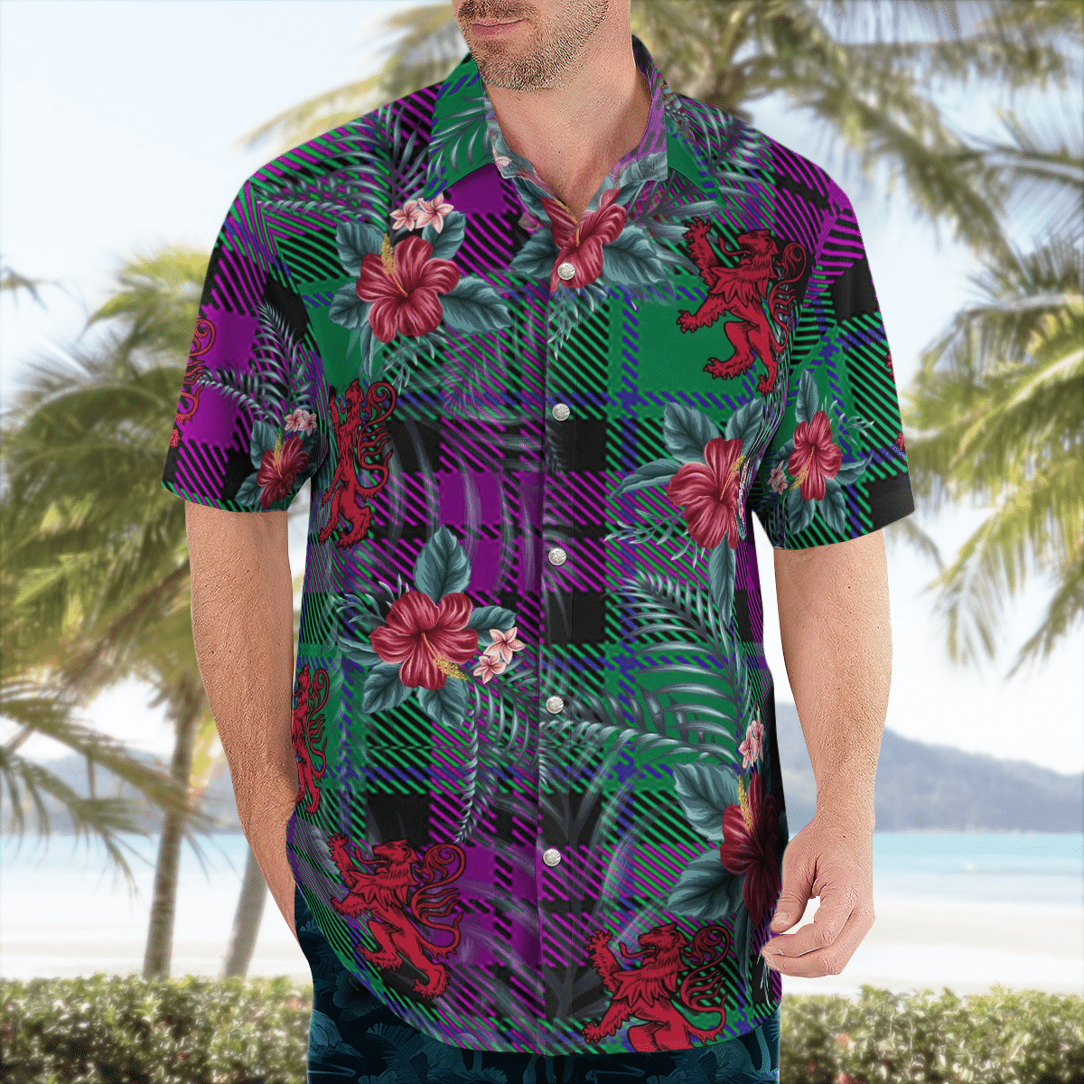Clan MacArthur – Milton Tartan Scottish Lion Hawaiian Shirt BO64 MacArthur – Milton Tartan Tartan Hawaii Shirt   