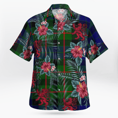 Clan Gunn Modern  Tartan Scottish Lion Hawaiian Shirt RL30 Gunn Modern Tartan Tartan Hawaii Shirt   