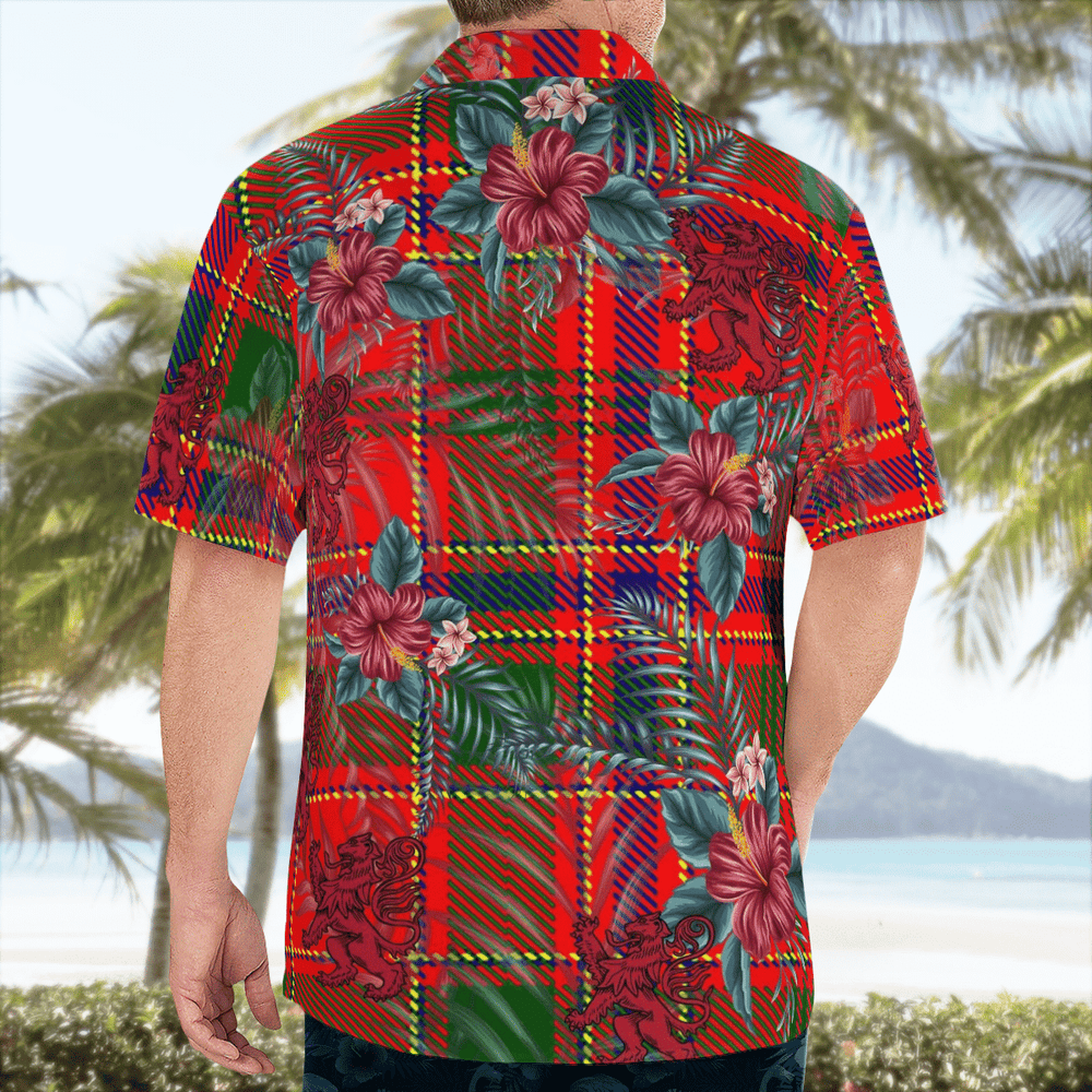 Clan Clan Munro Modern Tartan Scottish Lion Hawaiian Shirt IZ62 Munro Modern Tartan Tartan Hawaii Shirt   