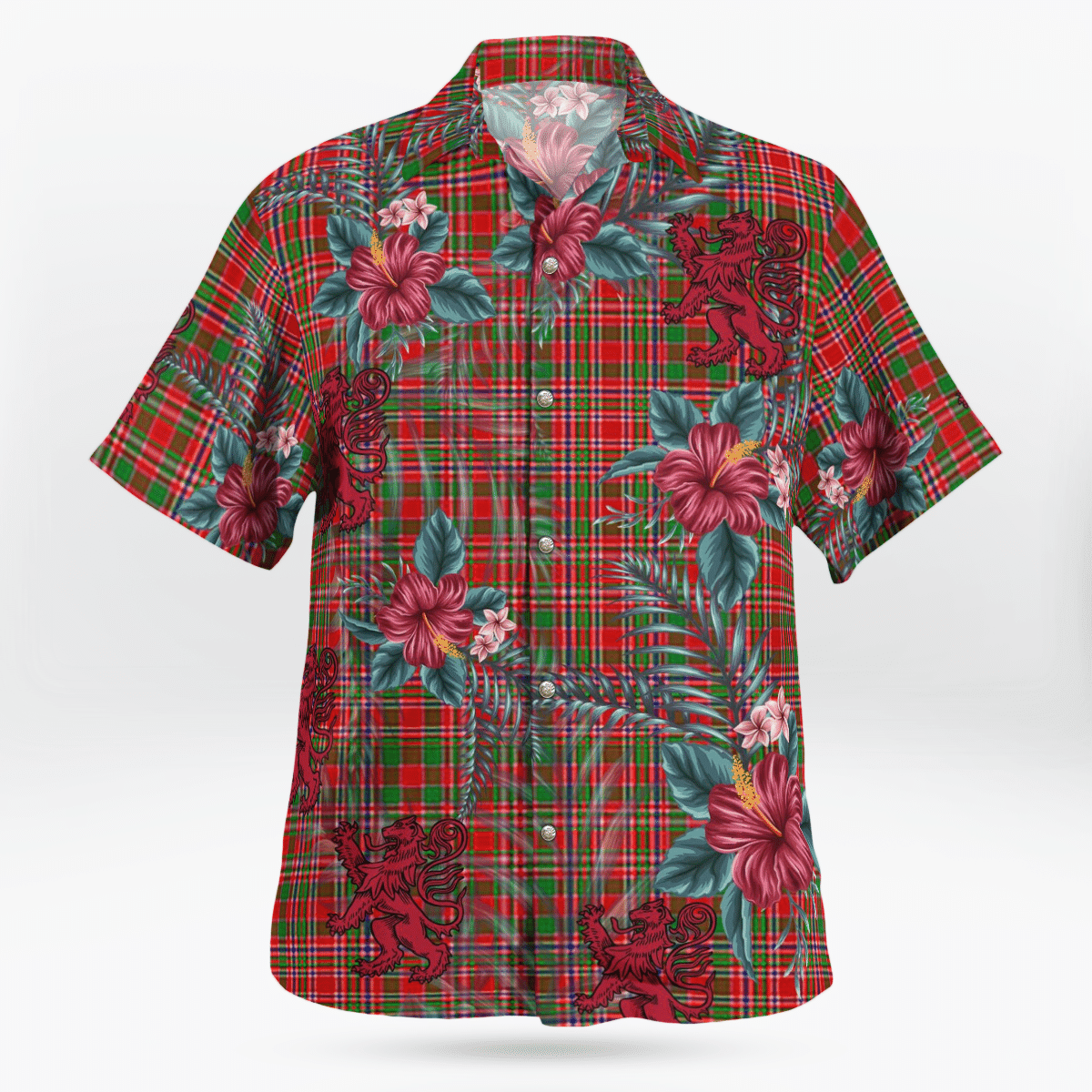 Clan MacAlister Tartan Scottish Lion Hawaiian Shirt BA78 MacAlister Tartan Tartan Hawaii Shirt   