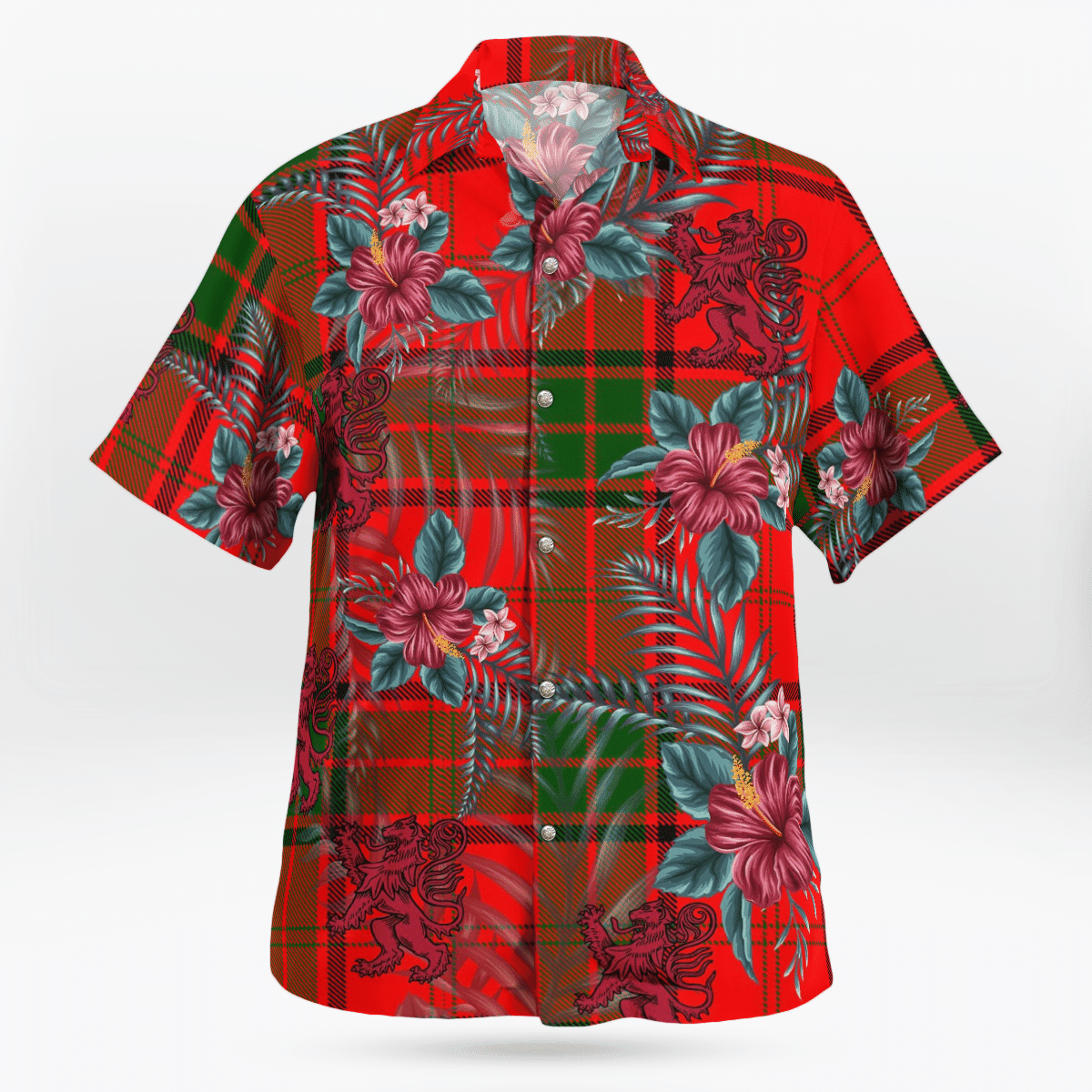 Clan Maxwell Modern Tartan Scottish Lion Hawaiian Shirt PD83 Maxwell Modern Tartan Tartan Hawaii Shirt   