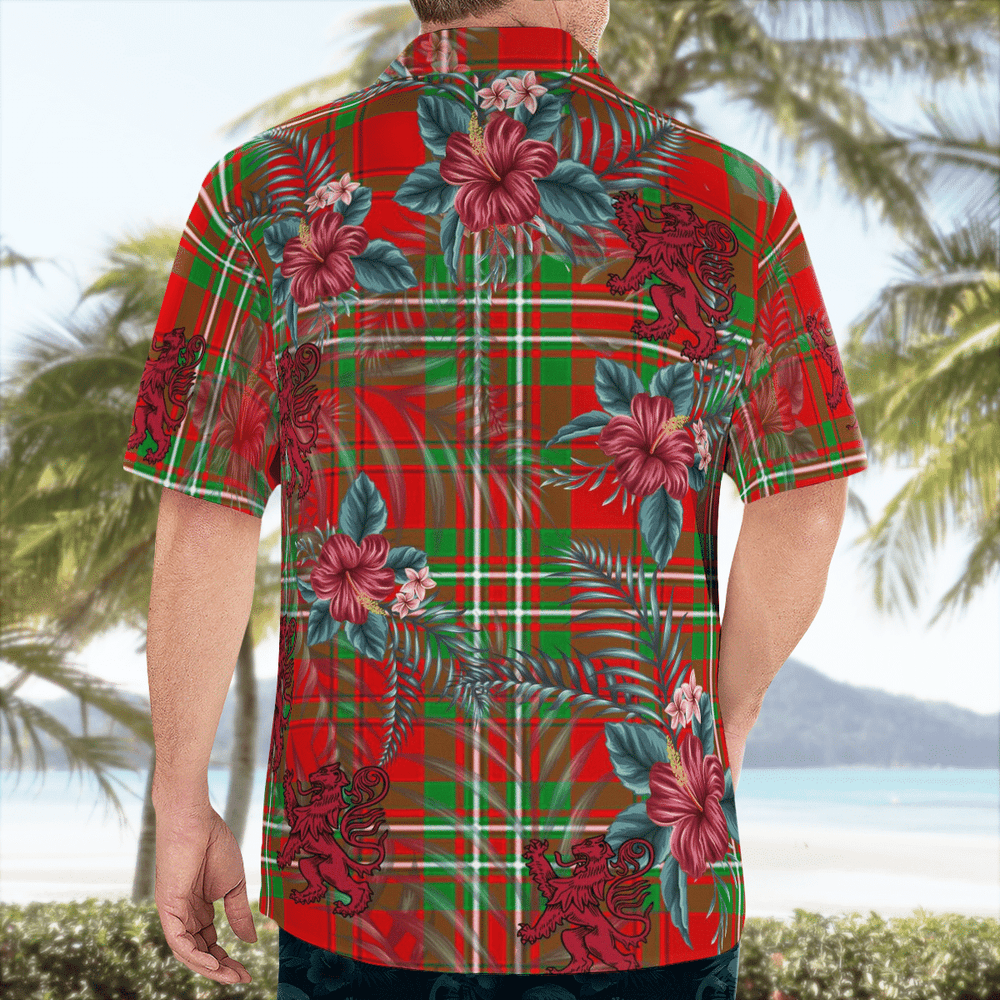 Clan Langlands Tartan Scottish Lion Hawaiian Shirt XN39 Langlands Tartan Tartan Hawaii Shirt   