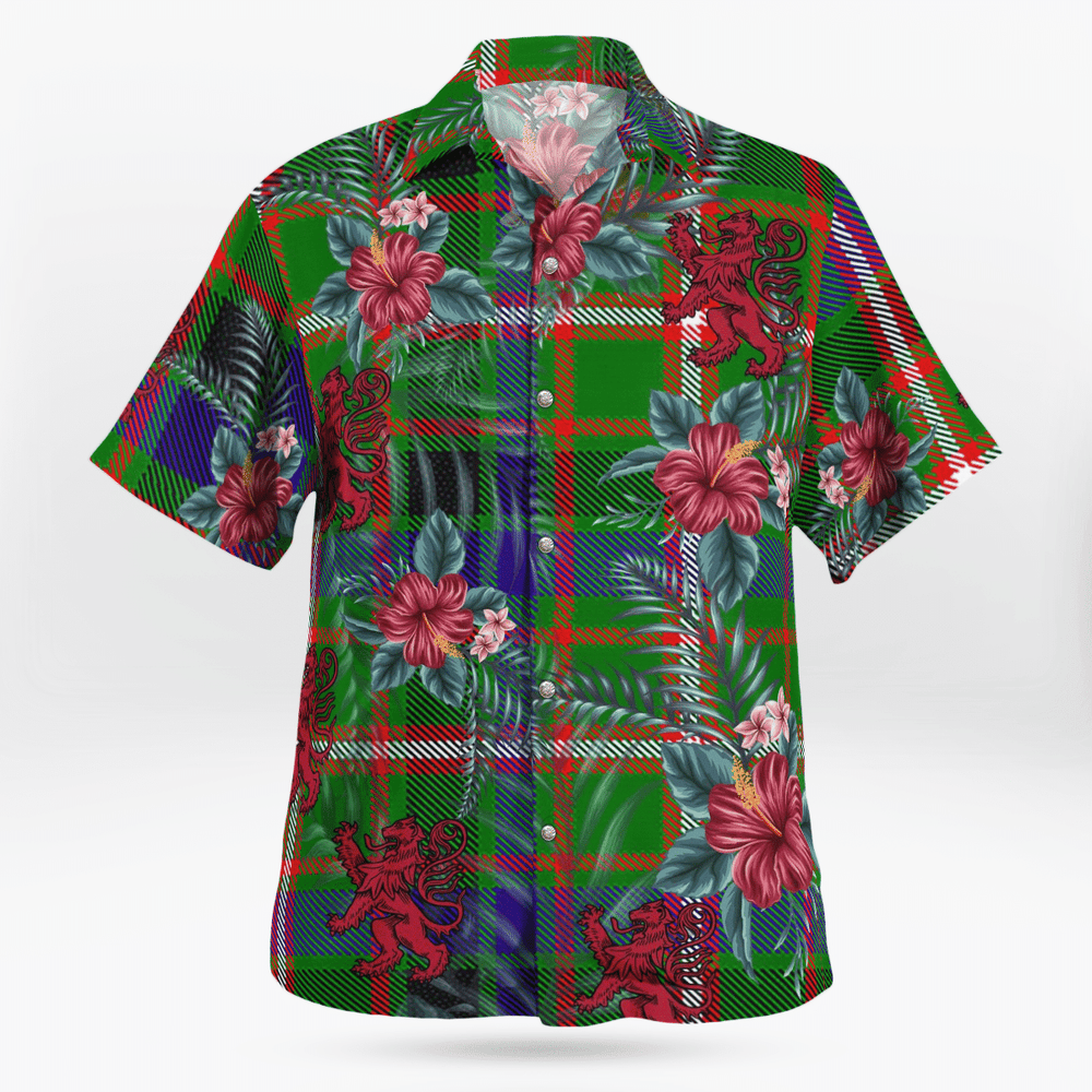 Clan Reid Green Tartan Scottish Lion Hawaiian Shirt FV94 Reid Green Tartan Tartan Hawaii Shirt   