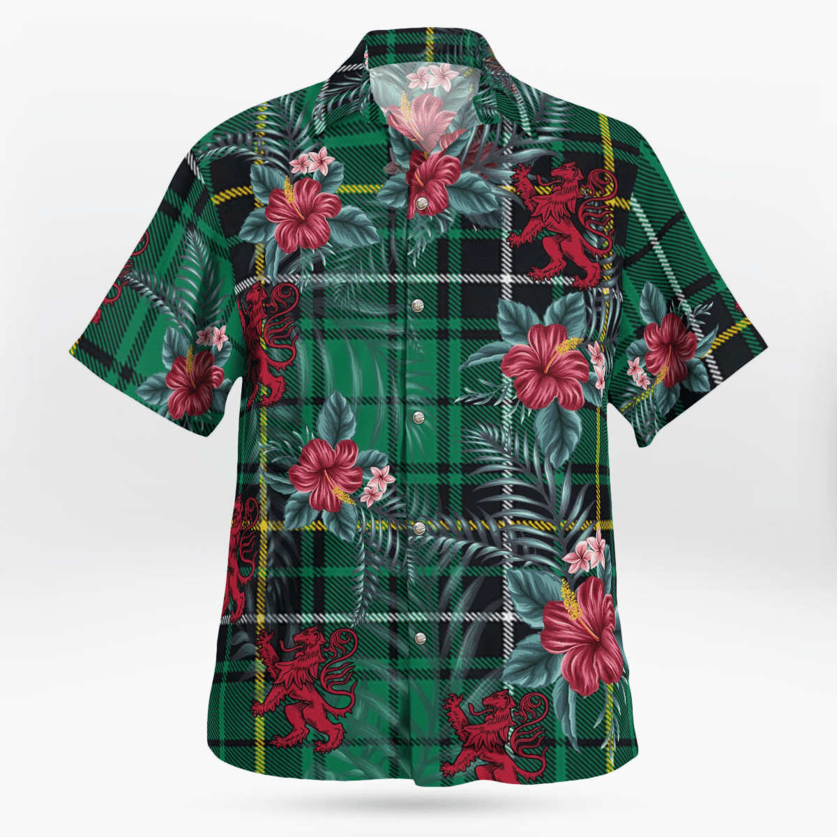 Clan MacAlpine Ancient Tartan Scottish Lion Hawaiian Shirt II66 MacAlpine Ancient Tartan Tartan Hawaii Shirt   