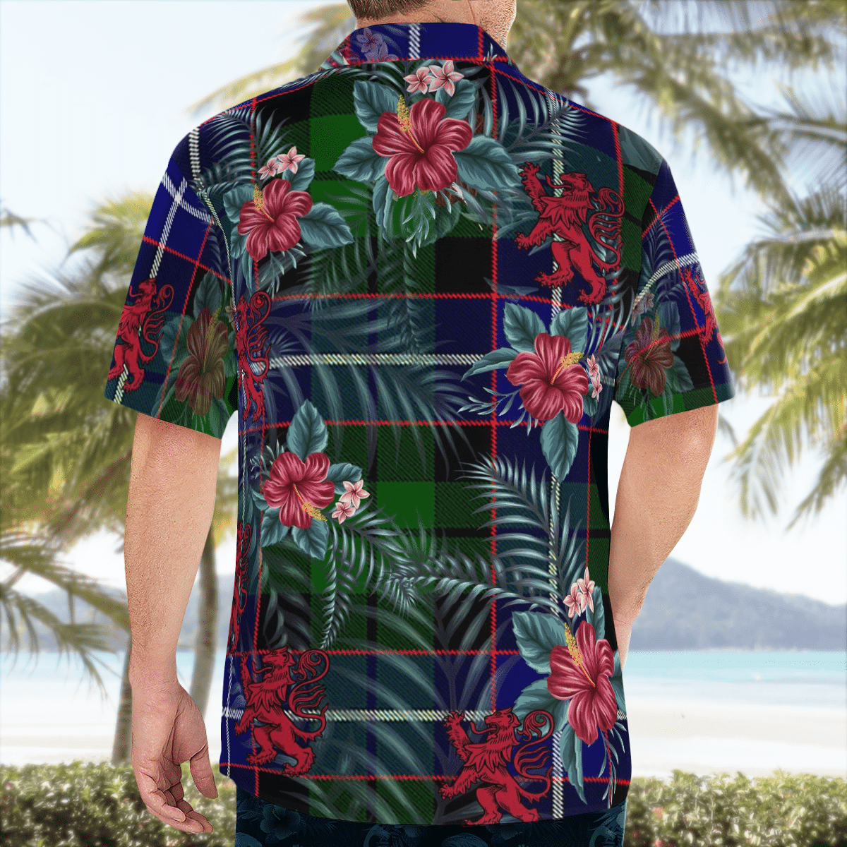 Clan Russell Modern Tartan Scottish Lion Hawaiian Shirt UZ72 Russell Modern Tartan Tartan Hawaii Shirt   