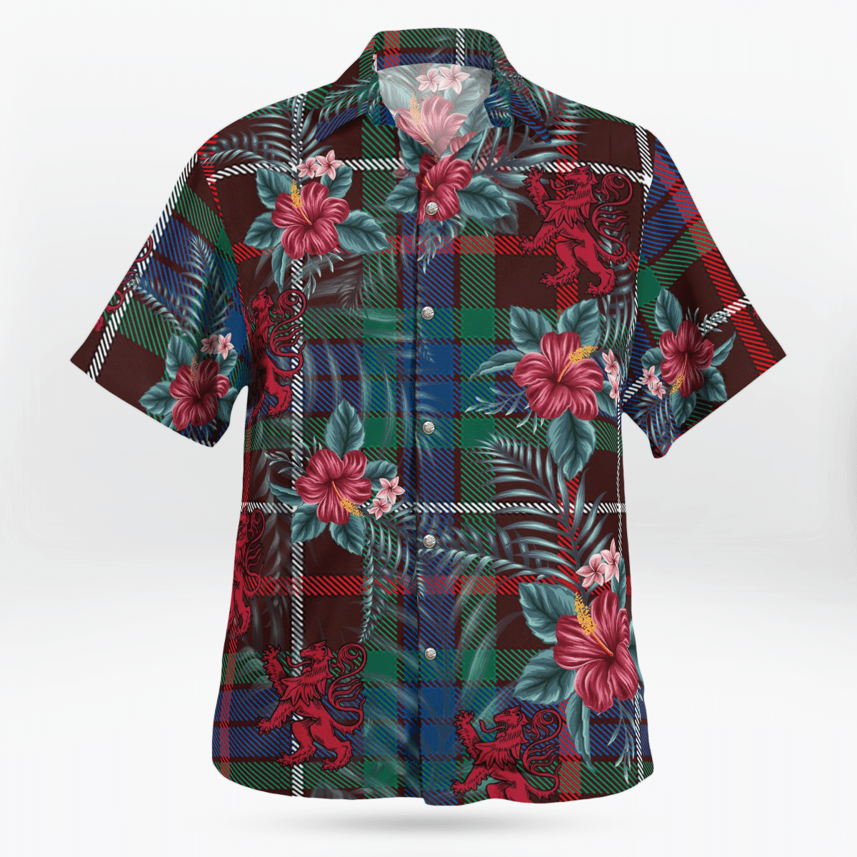 Clan Fraser Hunting Ancient Tartan Scottish Lion Hawaiian Shirt GY65 Fraser Hunting Ancient Tartan Tartan Hawaii Shirt   