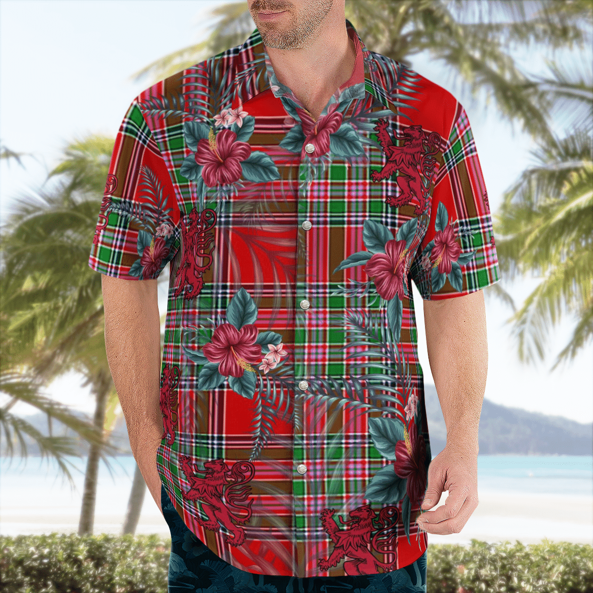 Clan MacBain Tartan Scottish Lion Hawaiian Shirt MV69 MacBain Tartan Tartan Hawaii Shirt   