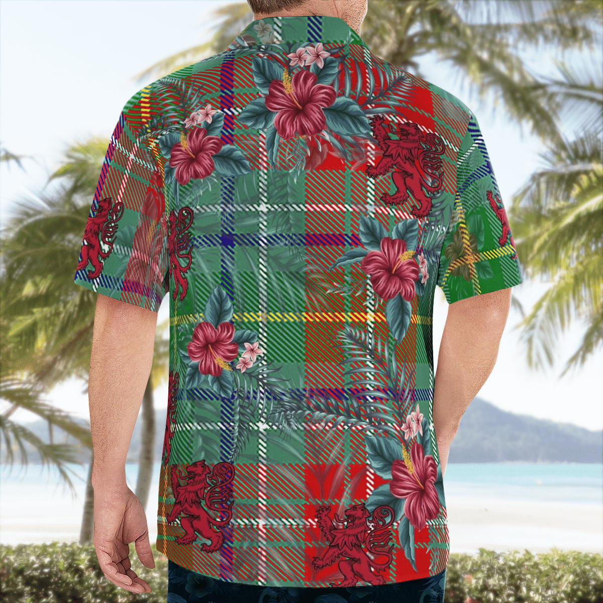Clan Muirhead Tartan Scottish Lion Hawaiian Shirt FW24 Muirhead Tartan Tartan Hawaii Shirt   