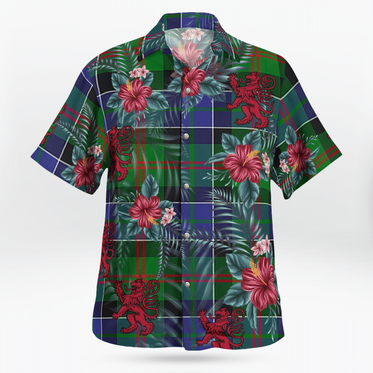 Clan Paterson Tartan Scottish Lion Hawaiian Shirt XZ25 Paterson Tartan Tartan Hawaii Shirt   