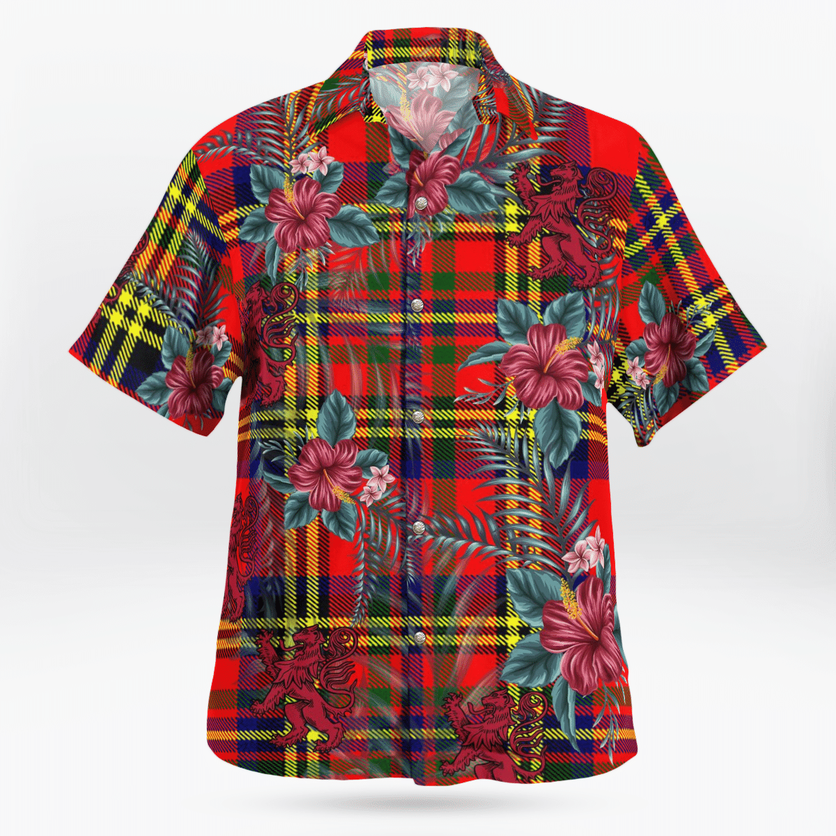Clan Hepburn Tartan Scottish Lion Hawaiian Shirt UL95 Hepburn Tartan Tartan Hawaii Shirt   