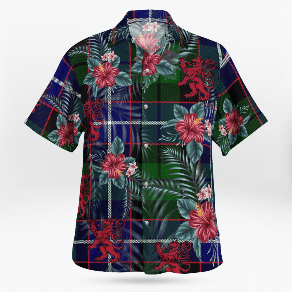 Clan Russell Modern Tartan Scottish Lion Hawaiian Shirt UZ72 Russell Modern Tartan Tartan Hawaii Shirt   
