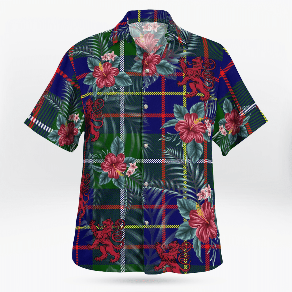 Clan Inglis Modern Tartan Scottish Lion Hawaiian Shirt HU87 Inglis Modern Tartan Tartan Hawaii Shirt   
