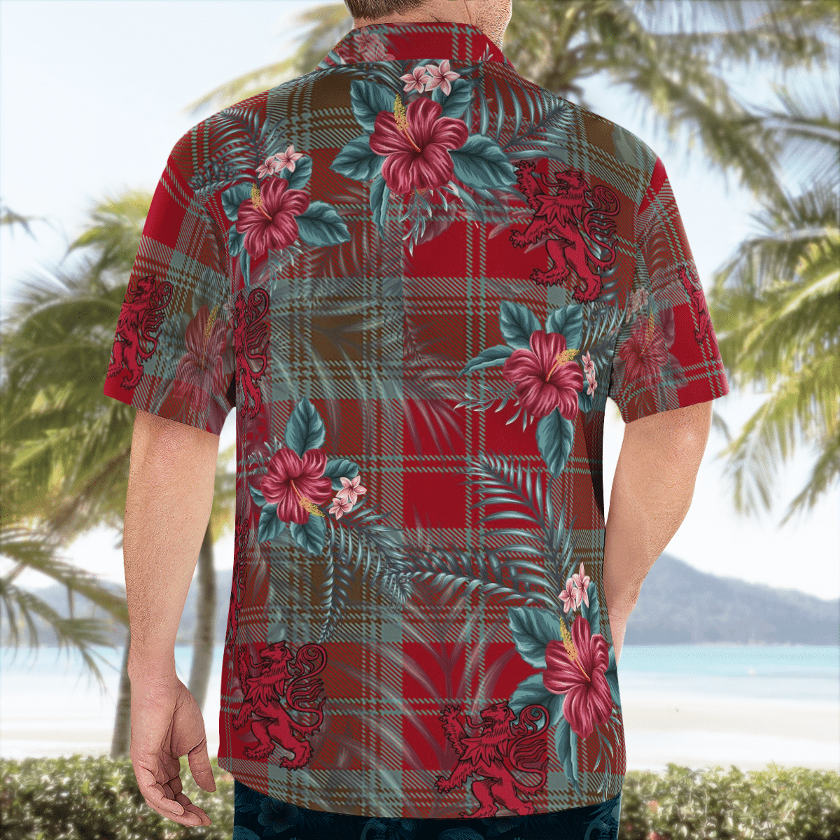 Clan Lindsay Weathered Tartan Scottish Lion Hawaiian Shirt JF33 Lindsay Weathered Tartan Tartan Hawaii Shirt   