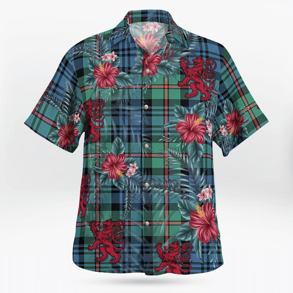 Clan MacKinlay Ancient Tartan Scottish Lion Hawaiian Shirt LF63 MacKinlay Ancient Tartan Tartan Hawaii Shirt   