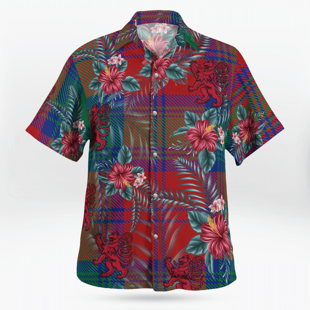 Clan Lindsay Modern Tartan Scottish Lion Hawaiian Shirt HO73 Lindsay Modern Tartan Tartan Hawaii Shirt   
