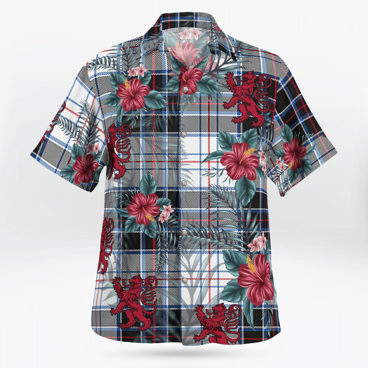 Clan MacRae Dress Modern Tartan Scottish Lion Hawaiian Shirt JS47 MacRae Dress Modern Tartan Tartan Hawaii Shirt   