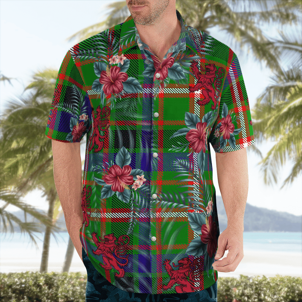 Clan Reid Green Tartan Scottish Lion Hawaiian Shirt FV94 Reid Green Tartan Tartan Hawaii Shirt   