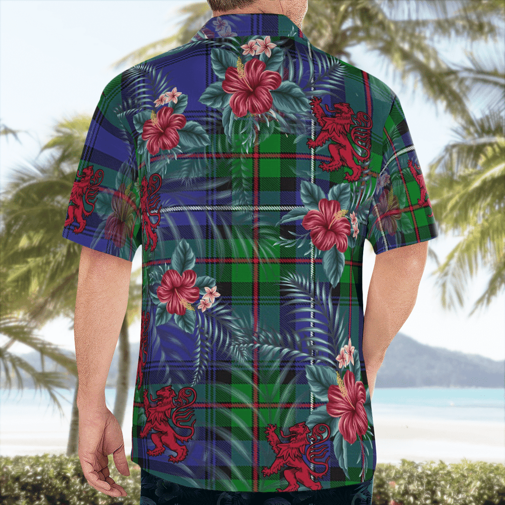 Clan Robertson Hunting Modern Tartan Scottish Lion Hawaiian Shirt XA19 Robertson Hunting Modern Tartan Tartan Hawaii Shirt   