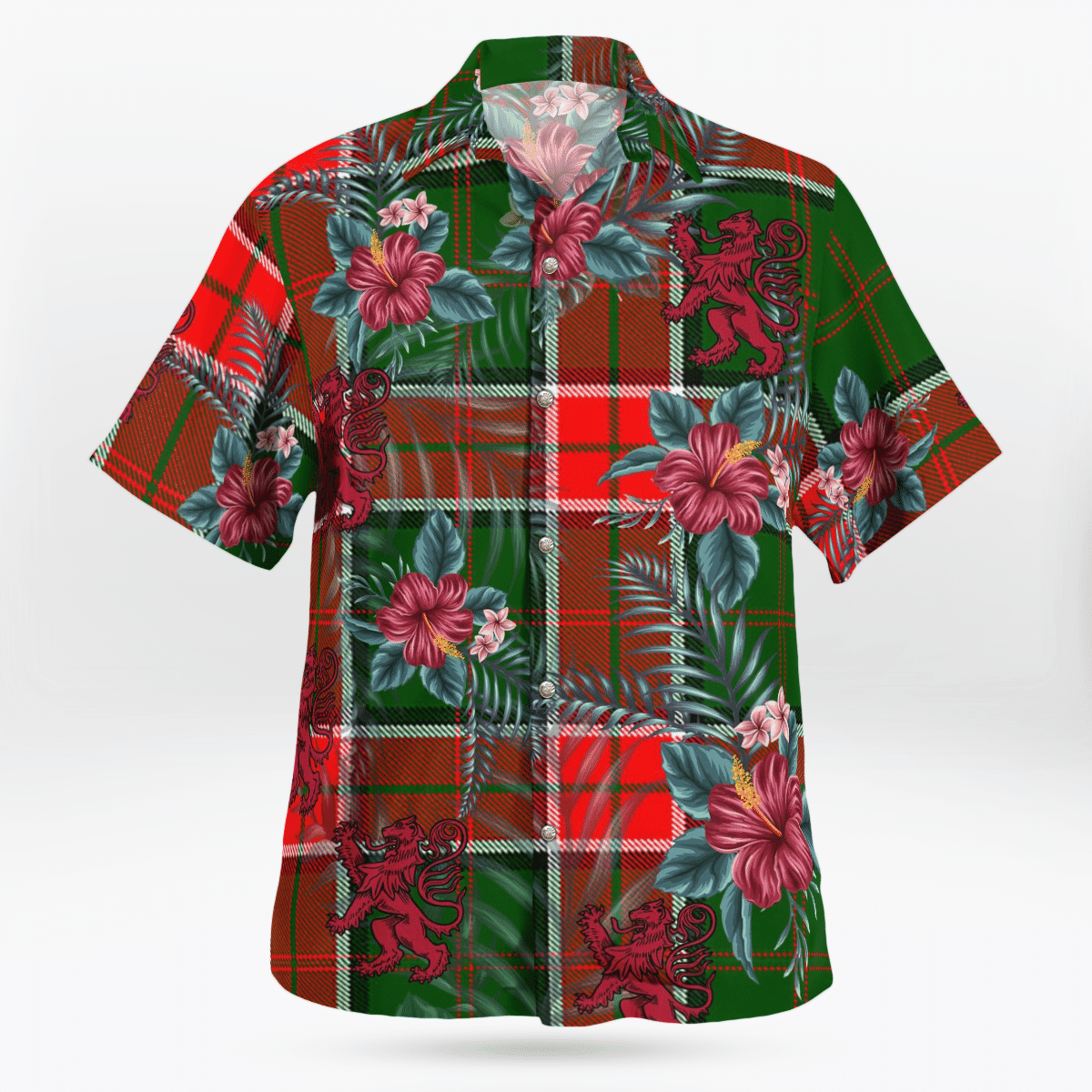 Clan Pollock Modern Tartan Scottish Lion Hawaiian Shirt ZX90 Pollock Modern Tartan Tartan Hawaii Shirt   