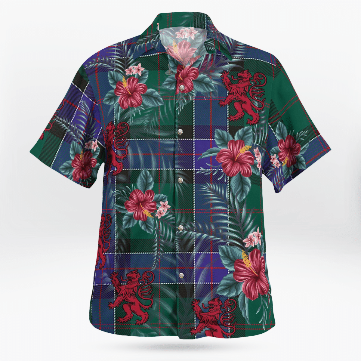 Clan Sinclair Hunting Modern Tartan Scottish Lion Hawaiian Shirt HS55 Sinclair Hunting Modern Tartan Tartan Hawaii Shirt   