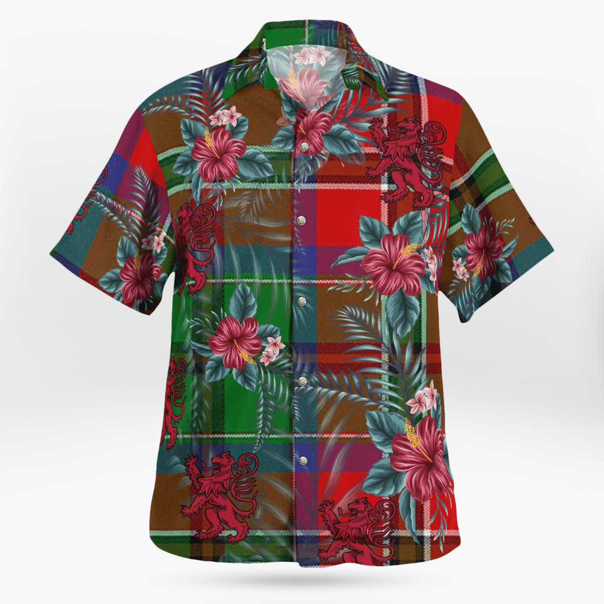 Clan MacCulloch Tartan Scottish Lion Hawaiian Shirt CR78 MacCulloch Tartan Tartan Hawaii Shirt   