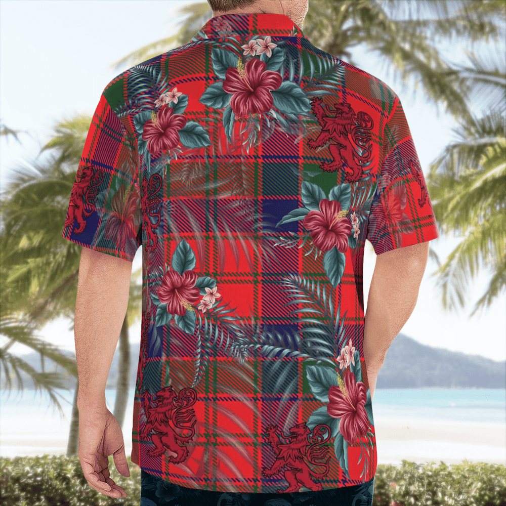Clan Robertson Modern Tartan Scottish Lion Hawaiian Shirt TK41 Robertson Modern Tartan Tartan Hawaii Shirt   
