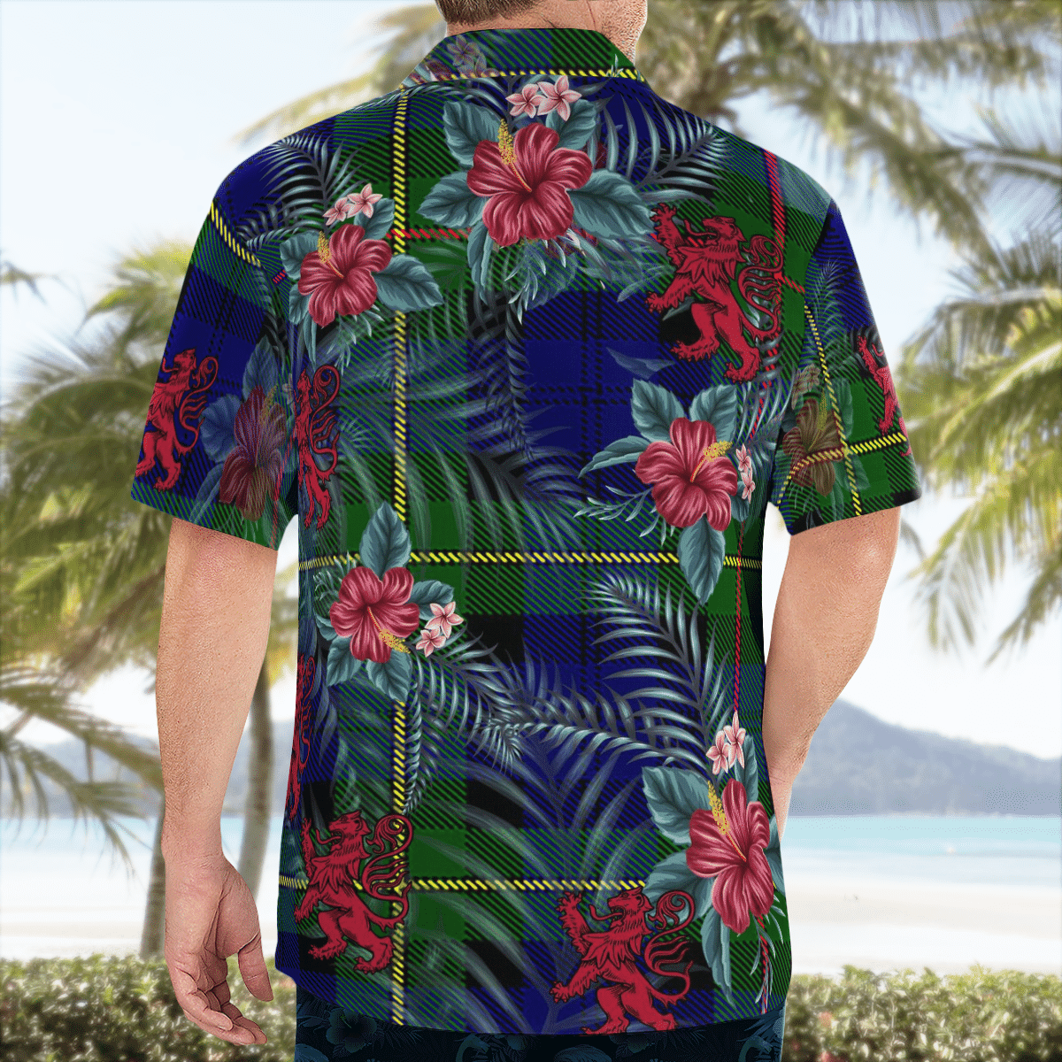Clan MacEwen Modern Tartan Scottish Lion Hawaiian Shirt MQ75 MacEwen Modern Tartan Tartan Hawaii Shirt   