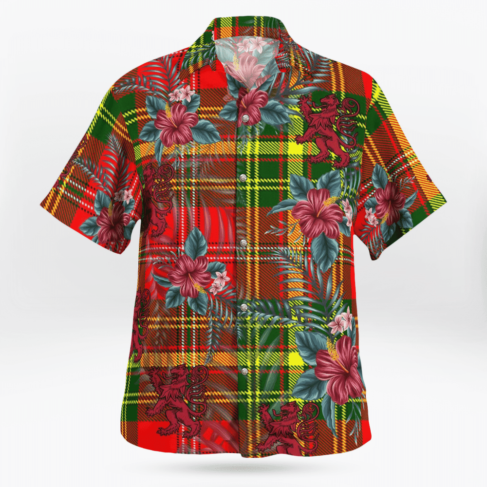 Clan Leask Tartan Scottish Lion Hawaiian Shirt BO34 Leask Tartan Tartan Hawaii Shirt   