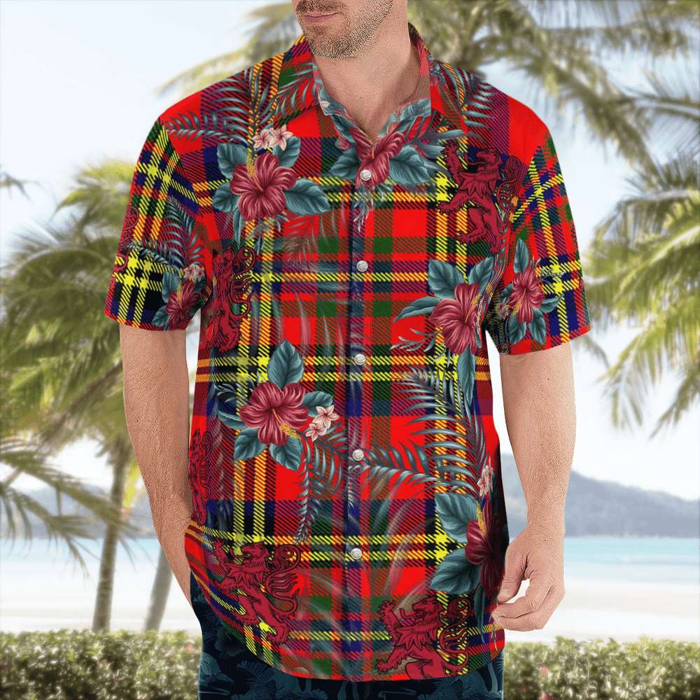 Clan Hepburn Tartan Scottish Lion Hawaiian Shirt UL95 Hepburn Tartan Tartan Hawaii Shirt   