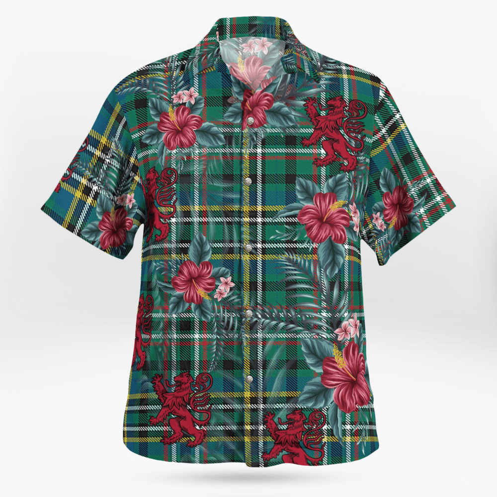 Clan Scott Green Ancient Tartan Scottish Lion Hawaiian Shirt IH25 Scott Green Ancient Tartan Tartan Hawaii Shirt   