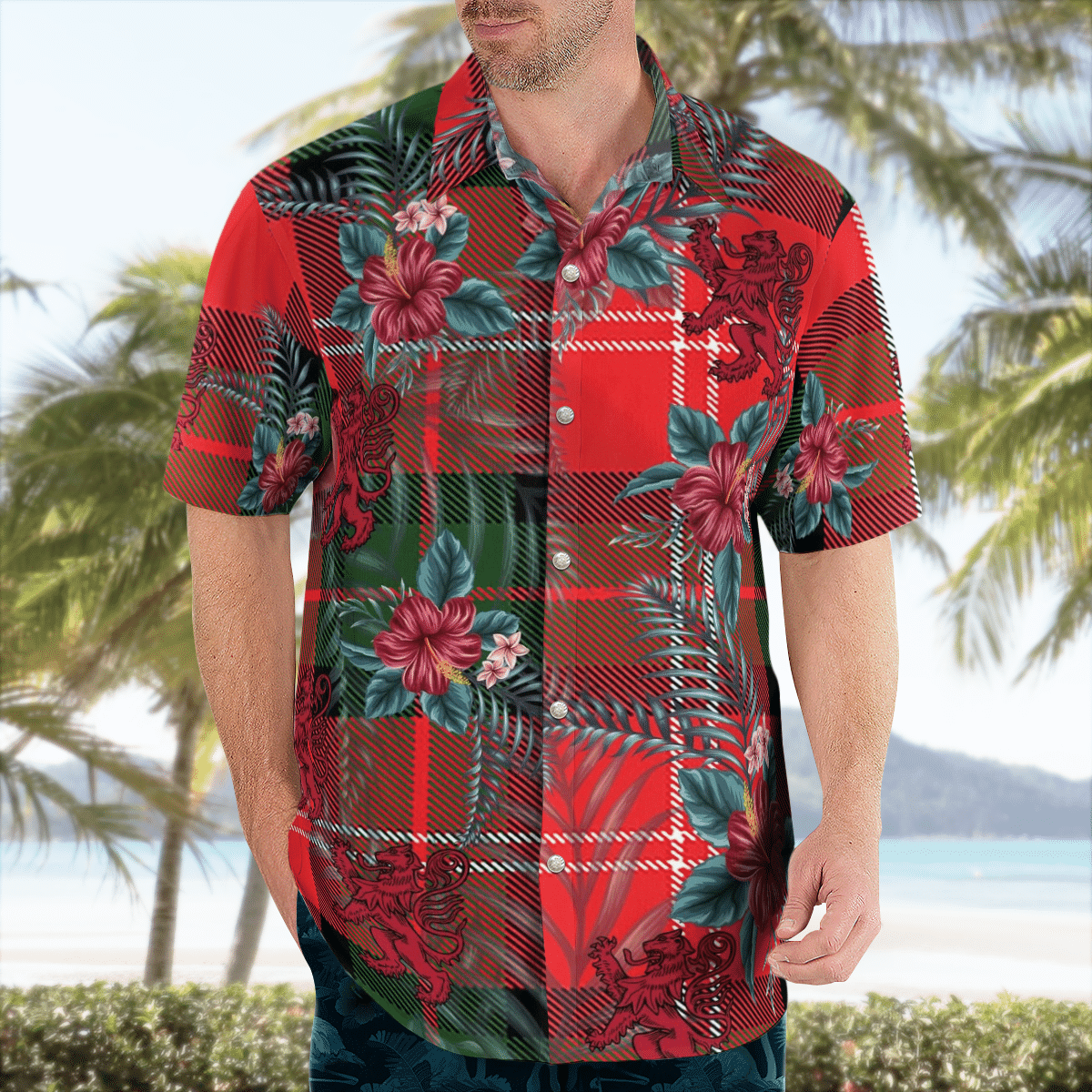 Clan Nesbitt Modern Tartan Scottish Lion Hawaiian Shirt UE12 Nesbitt Modern Tartan Tartan Hawaii Shirt   