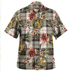 Clan MacPherson of Cluny Black & White Tartan Crest Badge Aloha Hawaiian Shirt Tropical Old Style SQ79 MacPherson of Cluny Black & White Tartan Tartan Today   