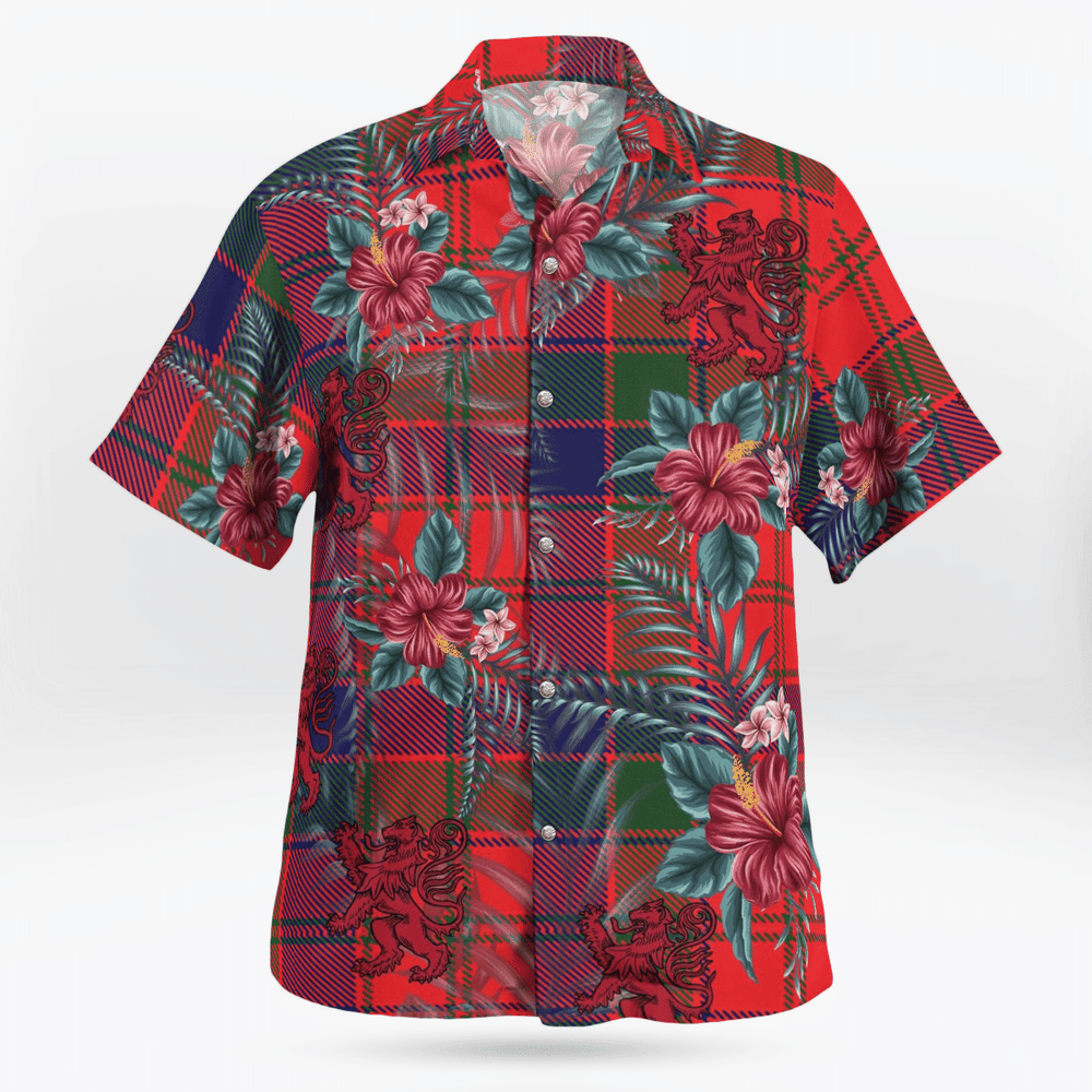 Clan Robertson Modern Tartan Scottish Lion Hawaiian Shirt TK41 Robertson Modern Tartan Tartan Hawaii Shirt   