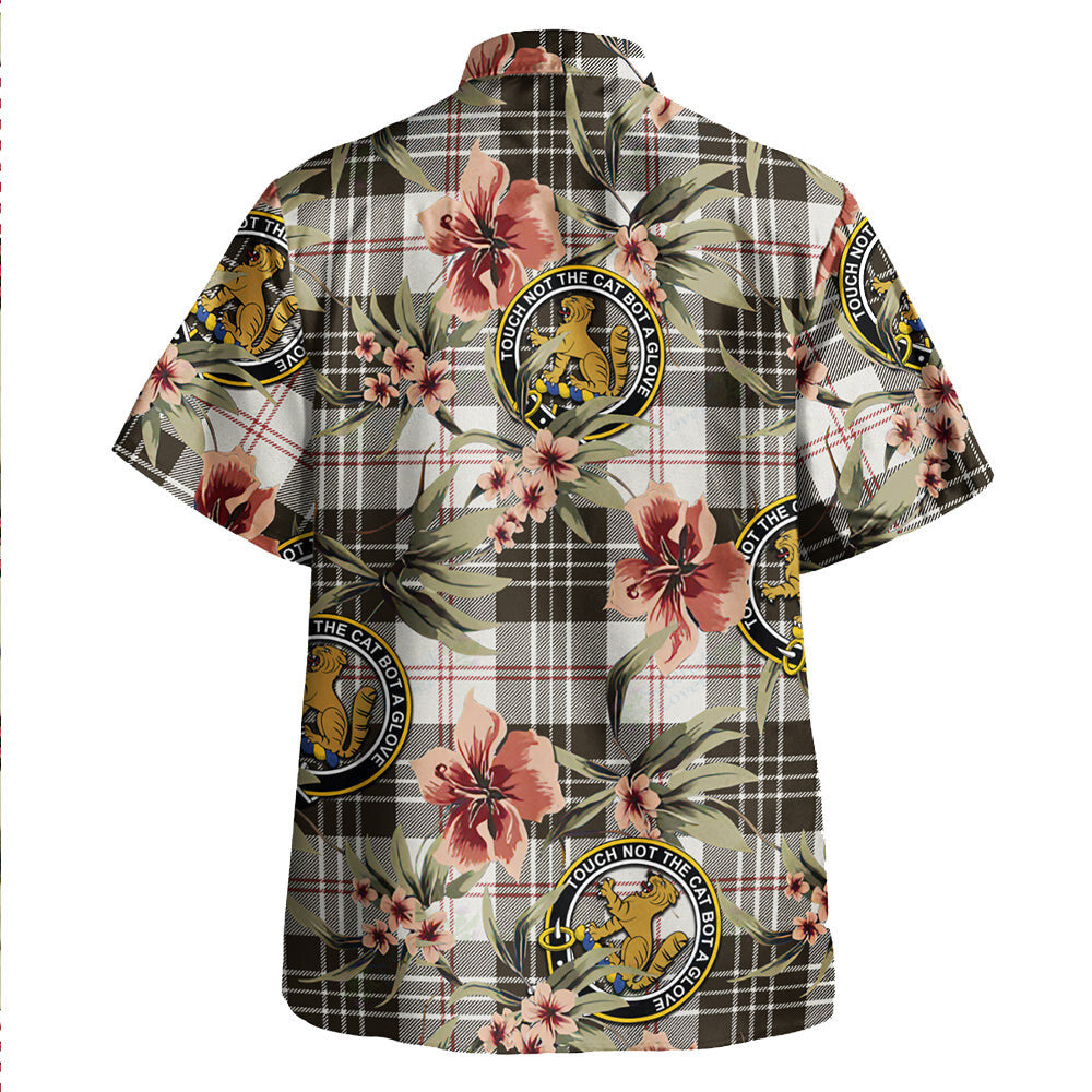 Clan MacPherson of Cluny Black & White Tartan Crest Badge Aloha Hawaiian Shirt Tropical Old Style SQ79 MacPherson of Cluny Black & White Tartan Tartan Today   