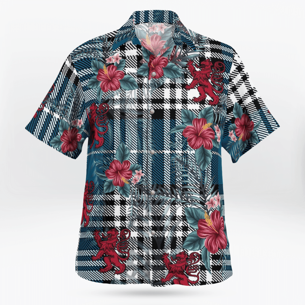 Clan Napier Modern Tartan Scottish Lion Hawaiian Shirt JO38 Napier Modern Tartan Tartan Hawaii Shirt   