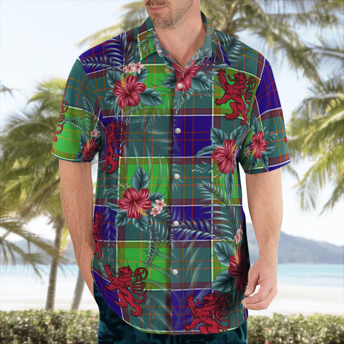 Clan Dalrymple Tartan Scottish Lion Hawaiian Shirt LM45 Dalrymple Tartan Tartan Hawaii Shirt   