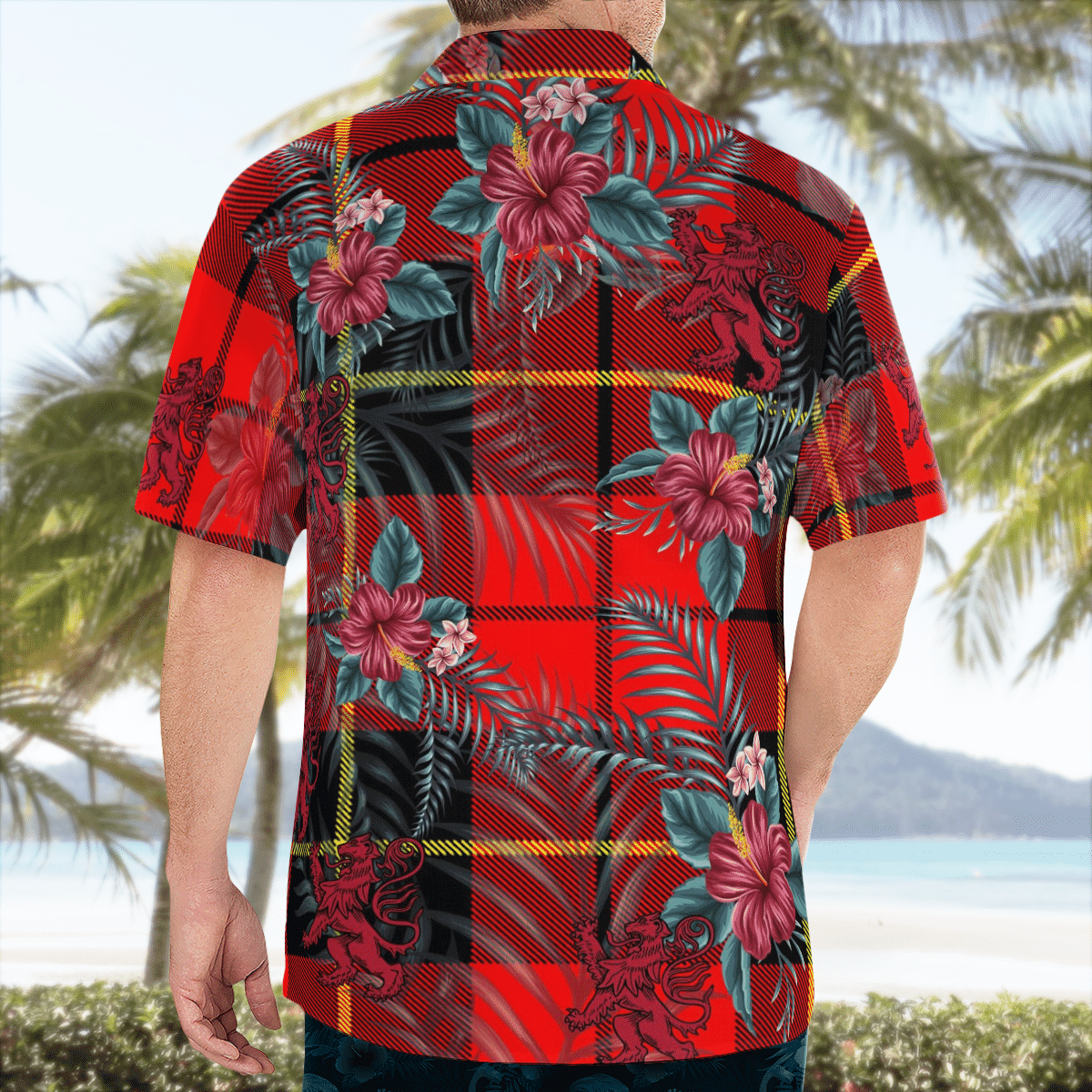 Clan Wallace Hunting Red Tartan Scottish Lion Hawaiian Shirt DE57 Wallace Hunting Red Tartan Tartan Hawaii Shirt   