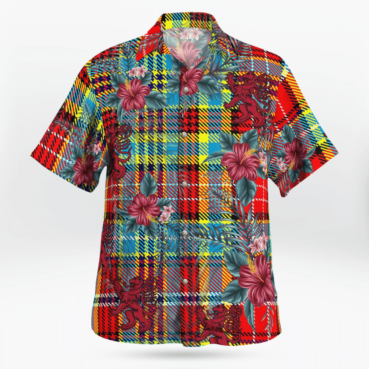 Clan Ogilvie Tartan Scottish Lion Hawaiian Shirt JT97 Ogilvie Tartan Tartan Hawaii Shirt   