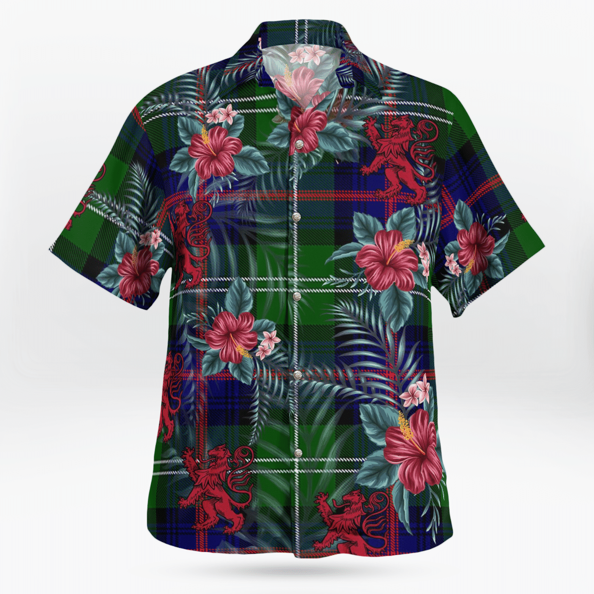 Clan Sutherland Modern Tartan Scottish Lion Hawaiian Shirt SF73 Sutherland Modern Tartan Tartan Hawaii Shirt   