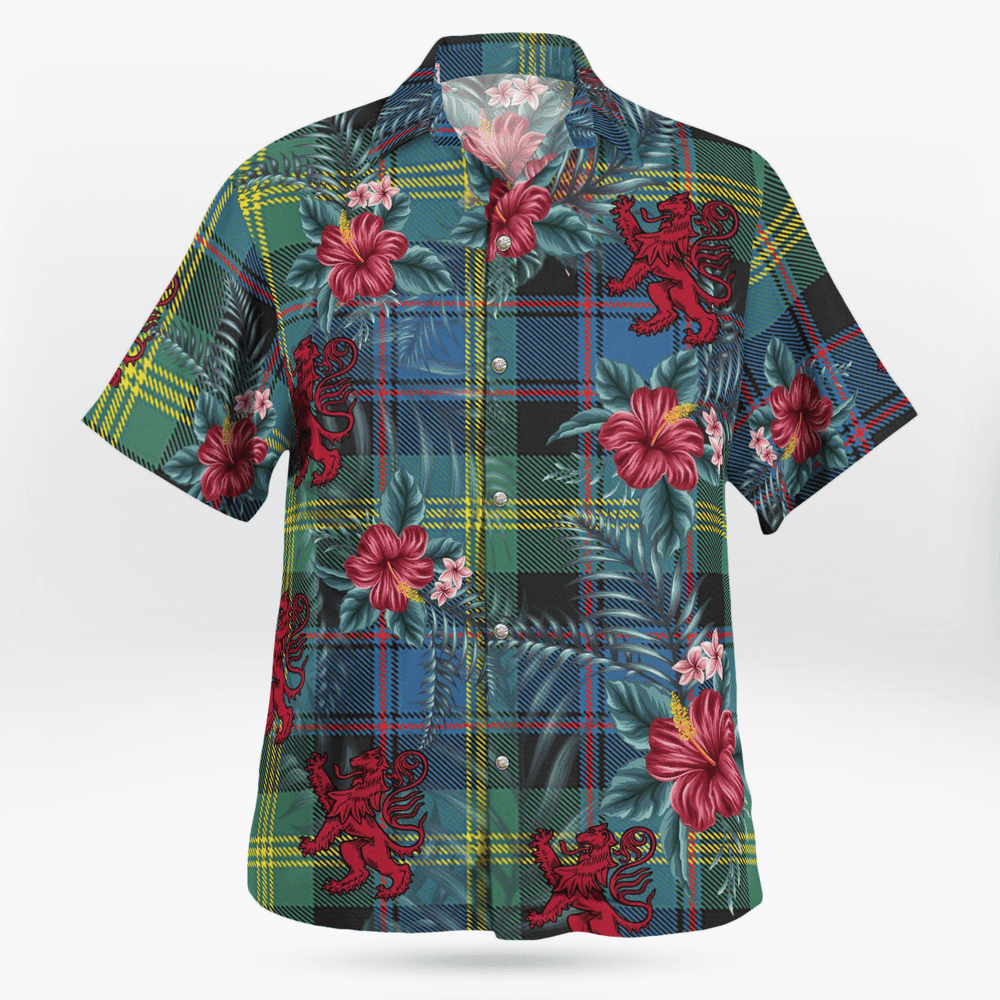 Clan Watson Ancient Tartan Scottish Lion Hawaiian Shirt DI65 Watson Ancient Tartan Tartan Hawaii Shirt   