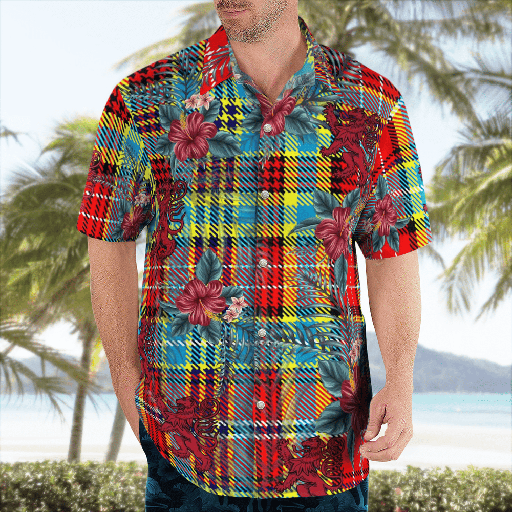 Clan Ogilvie Tartan Scottish Lion Hawaiian Shirt JT97 Ogilvie Tartan Tartan Hawaii Shirt   