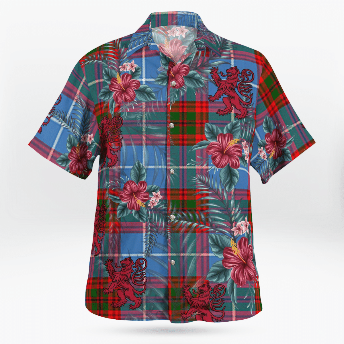 Clan Trotter Tartan Scottish Lion Hawaiian Shirt RP51 Trotter Tartan Tartan Hawaii Shirt   