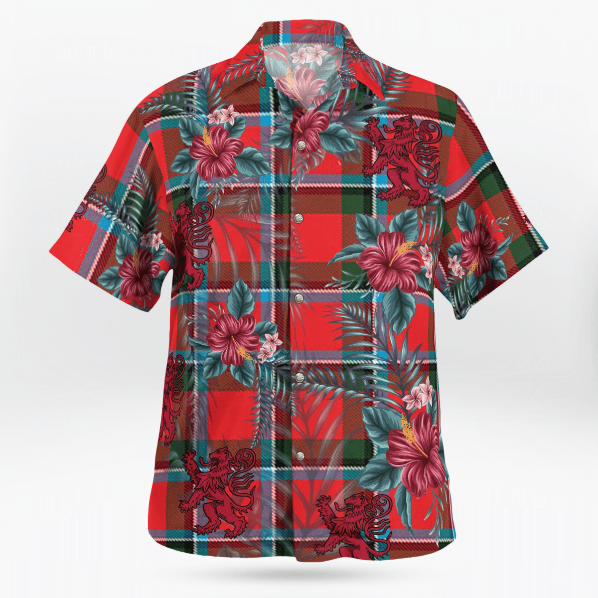 Clan Sinclair Modern Tartan Scottish Lion Hawaiian Shirt YU57 Sinclair Modern Tartan Tartan Hawaii Shirt   