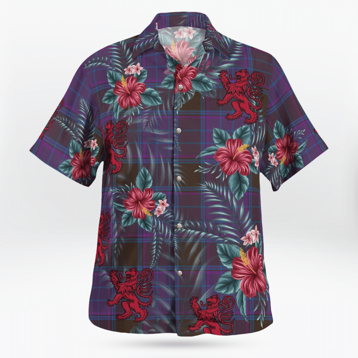 Clan Phillips Tartan Scottish Lion Hawaiian Shirt KP41 Phillips Tartan Tartan Hawaii Shirt   