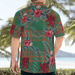 Clan Menzies Green Ancient Tartan Scottish Lion Hawaiian Shirt IH93 Menzies Green Ancient Tartan Tartan Hawaii Shirt   