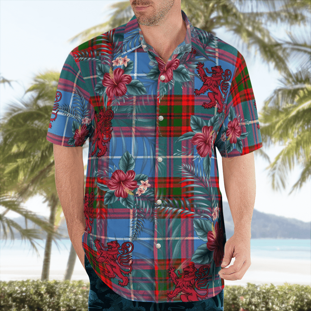 Clan Trotter Tartan Scottish Lion Hawaiian Shirt RP51 Trotter Tartan Tartan Hawaii Shirt   