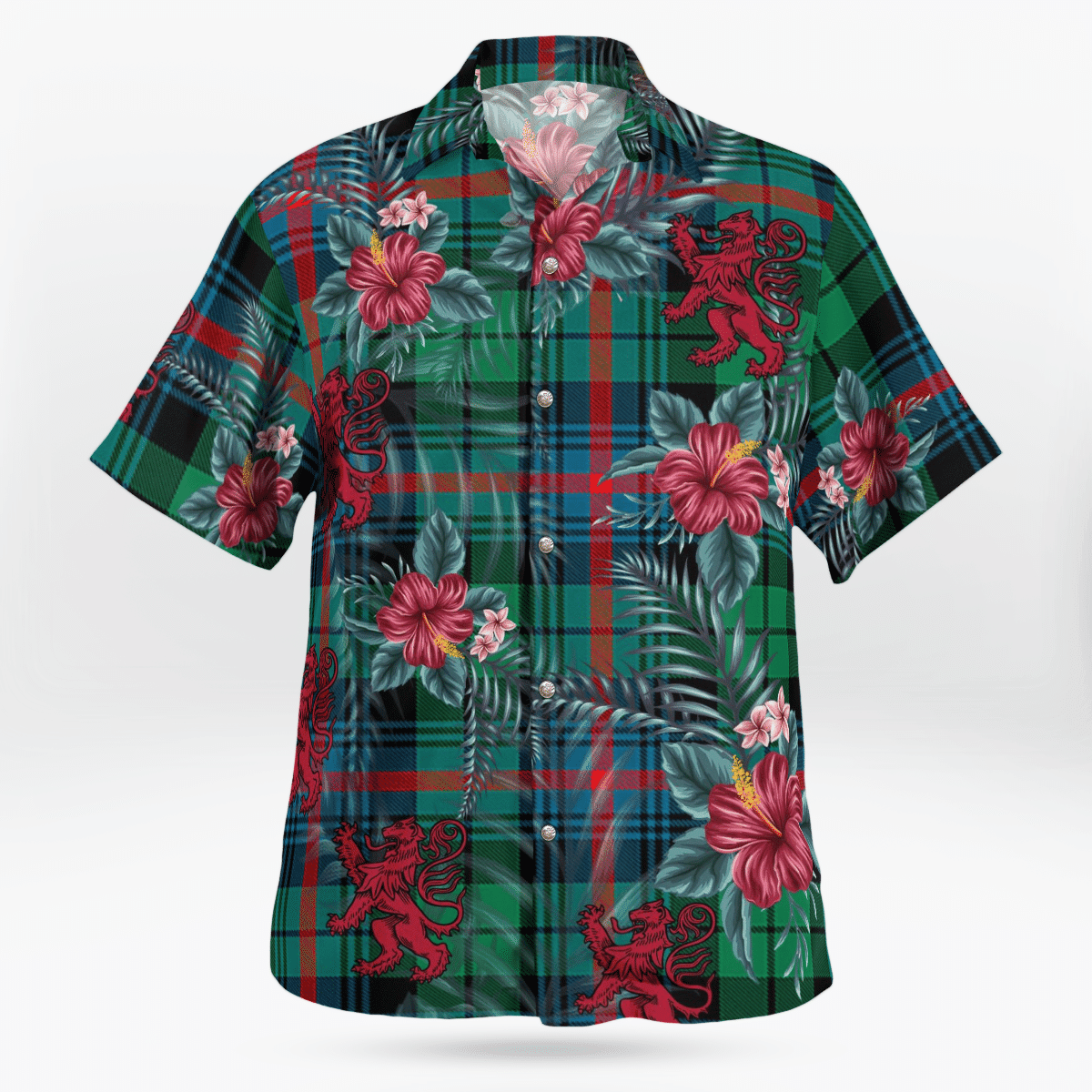 Clan Urquhart Broad Red Ancient Tartan Scottish Lion Hawaiian Shirt IR98 Urquhart Broad Red Ancient Tartan Tartan Hawaii Shirt   