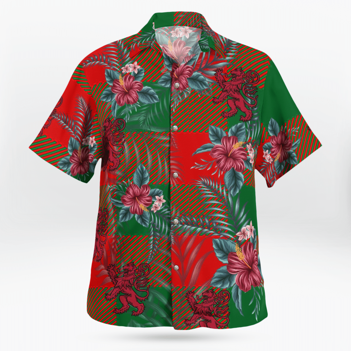 Clan Moncrieffe Tartan Scottish Lion Hawaiian Shirt BJ67 Moncrieffe Tartan Tartan Hawaii Shirt   